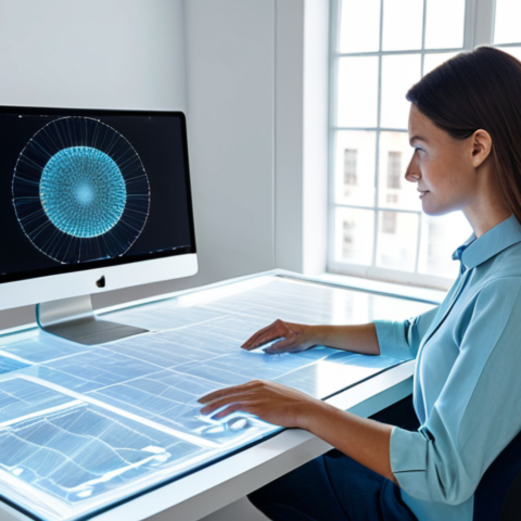 A professional female fashion designer, fully clothed in a modest, contemporary business-casual outfit, sits attentively at a futuristic desk. She is engaged with a large, glowing holographic display showing intricate, AI-generated sustainable fabric patterns and eco-friendly material data. The studio is bright, clean, and minimalist, with ample natural light filtering through large windows, and physical swatches of organic cotton and recycled textiles are visible on the desk. This scene embodies the integration of AI in sustainable fashion design.
    *   **Safety Modifiers**: fully clothed, modest clothing, appropriate attire, professional dress, safe for work, appropriate content, family-friendly.
    *   **Quality & Anatomy Modifiers**: perfect anatomy, correct proportions, natural pose, well-formed hands, proper finger count, natural body proportions, professional photography, high quality, ultra-detailed.