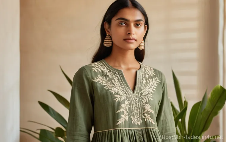 패션디자인과 패션소재 트렌드 - Prompt 1: Sustainable Chic with Artisanal Heritage**