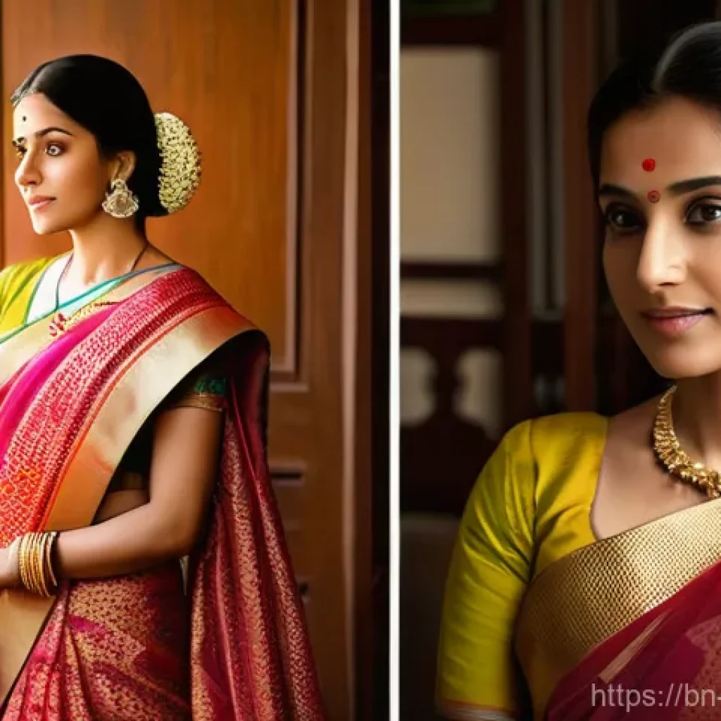 패션디자인과 브랜드 히스토리 - **Prompt: Traditional Bengali Elegance and Craftsmanship**
    "A graceful Bengali woman in her late...