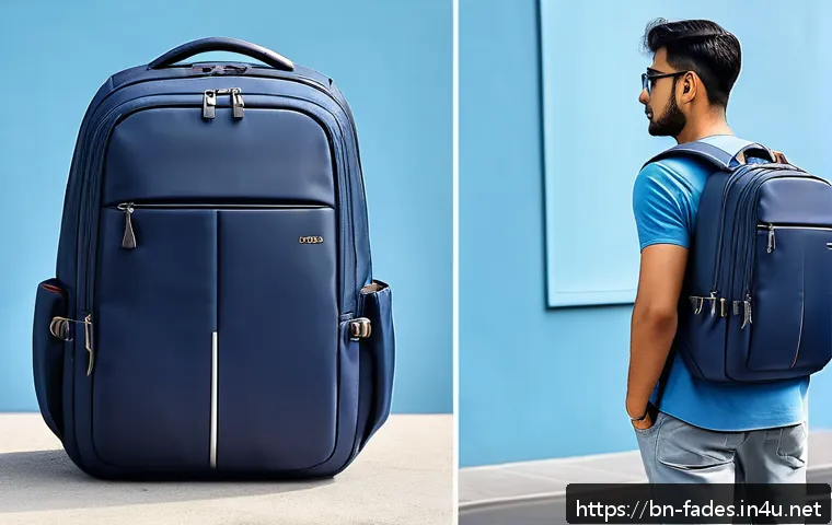 가방 디자인 트렌드 - A stylish and modern gadget backpack designed for daily office and travel use, featuring multiple zi...